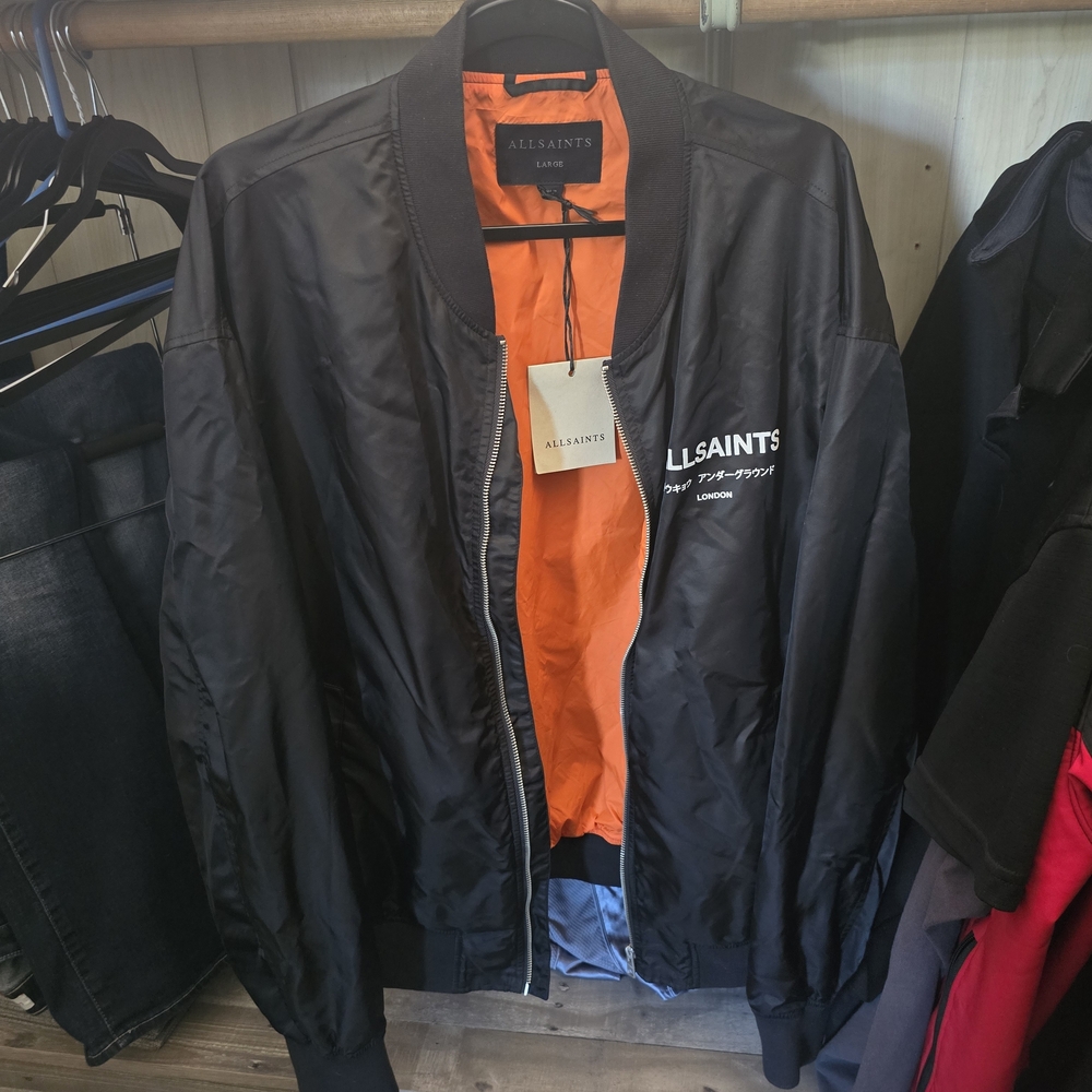 All Saints Men's Black Bomber Jacket